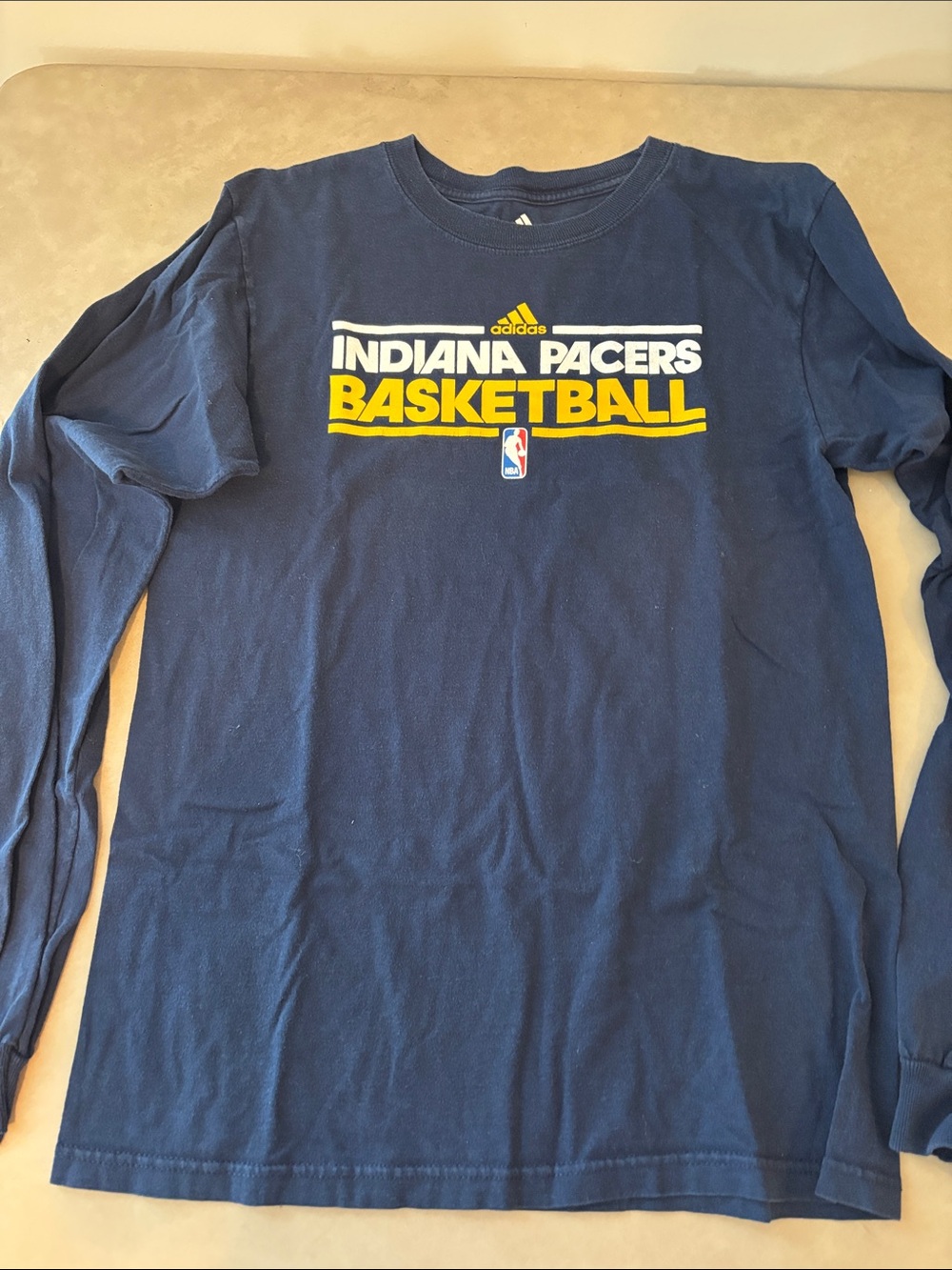 adidas Navy and Yellow Indiana Pacers Graphic Long Sleeve Tee